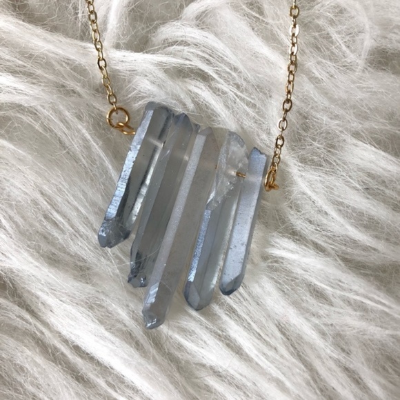 Smoky Quartz Crystal Point Necklace 14k gold - Picture 7 of 8